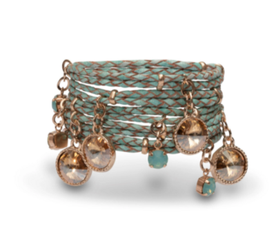 Daydream leather bracelet with Swarovski crystal - turquoise