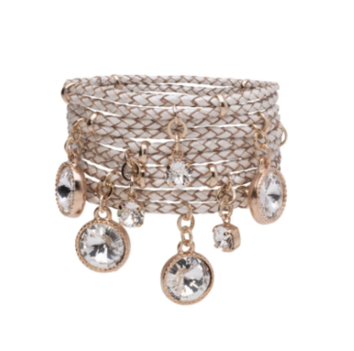 Daydream leather bracelet with Swarovski crystal - white