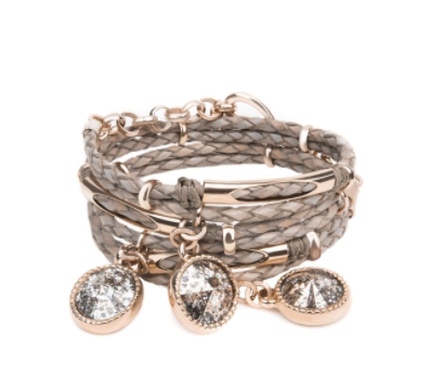 Miss Daydream leather bracelet with Swarovski crystal - taupe