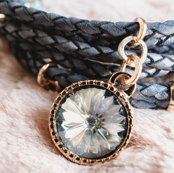 Miss Daydream leather bracelet with Swarovski crystal - Black