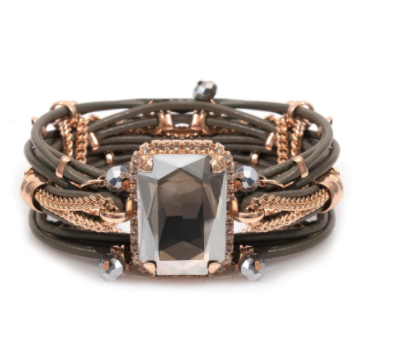 Stardust leather bracelet with Swarovski crystal - Black