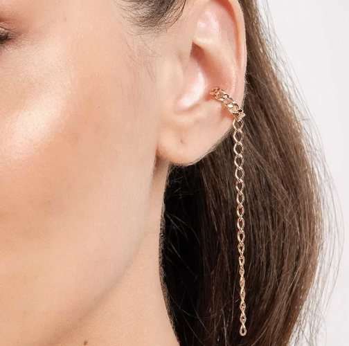 Gold-plated link ear cuff