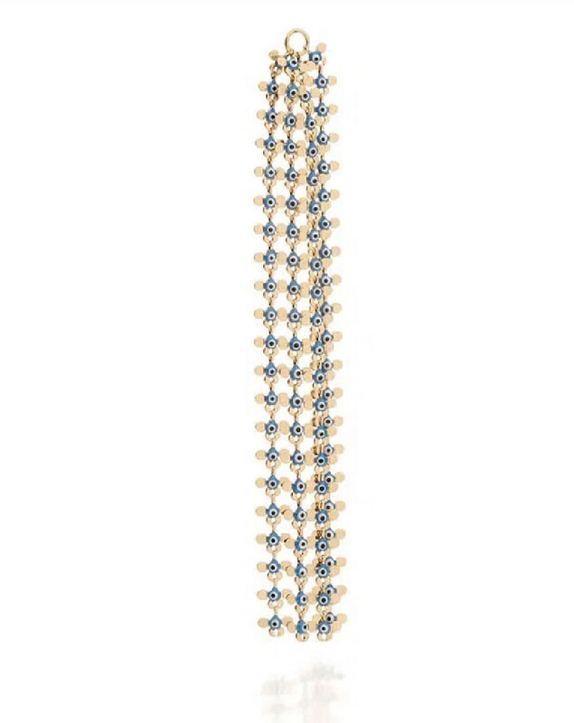 Gold plated Greek evil eye fringe pendant (1 piece)