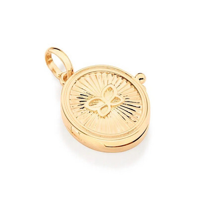 Gold plated photo locket necklace - reliquary pendant