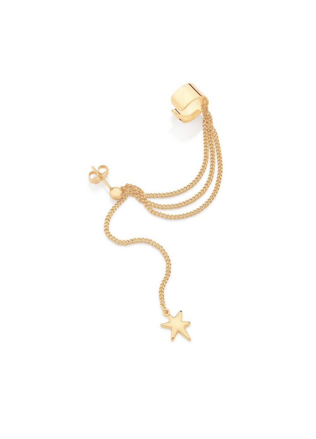 Gold plated star ear cuff