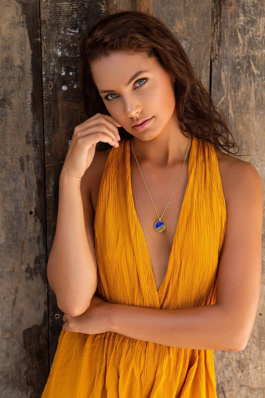 Digital memory half moon locket necklace