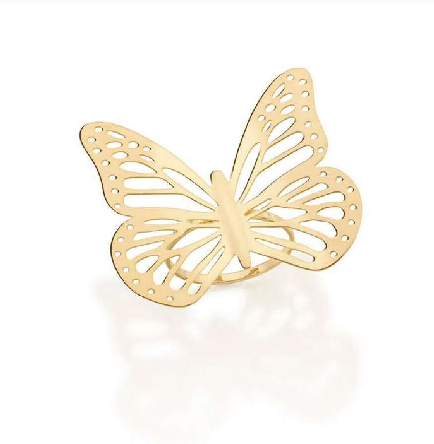Gold-plated maxi butterfly ring