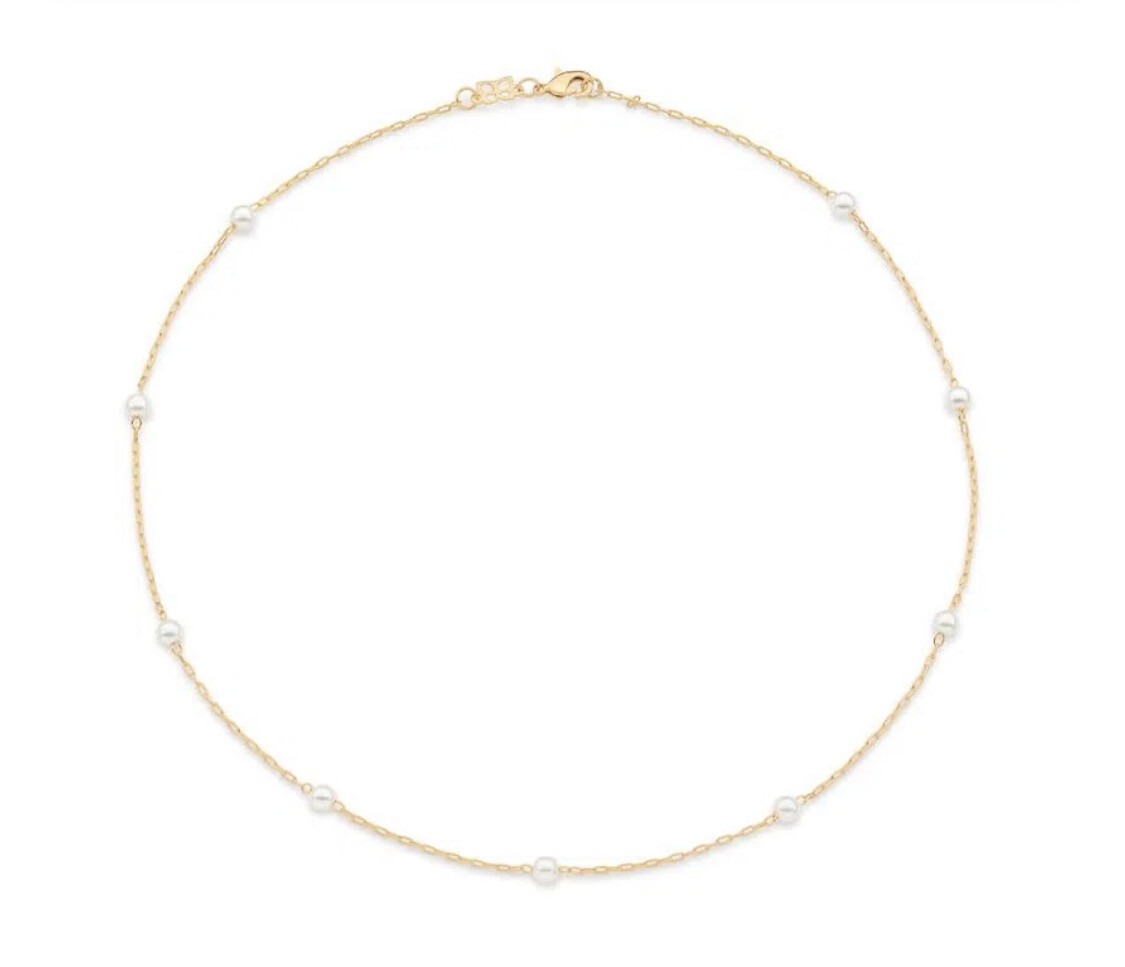 Gold-plated necklace with pearls 