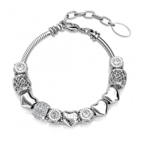 Rhodium-plated Charms Bracelet