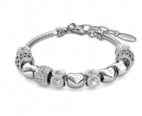 Rhodium-plated Charms Bracelet