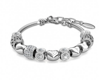 Rhodium-plated Charms Bracelet