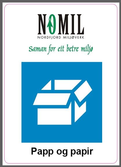 FRONTMERKE PAPP OG PAPIR