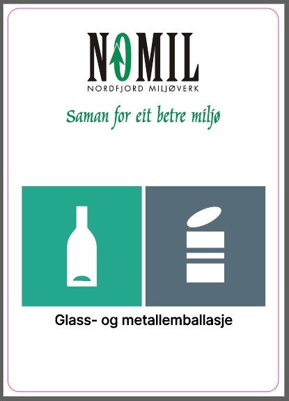 FRONTMERKE GLASS OG METALL