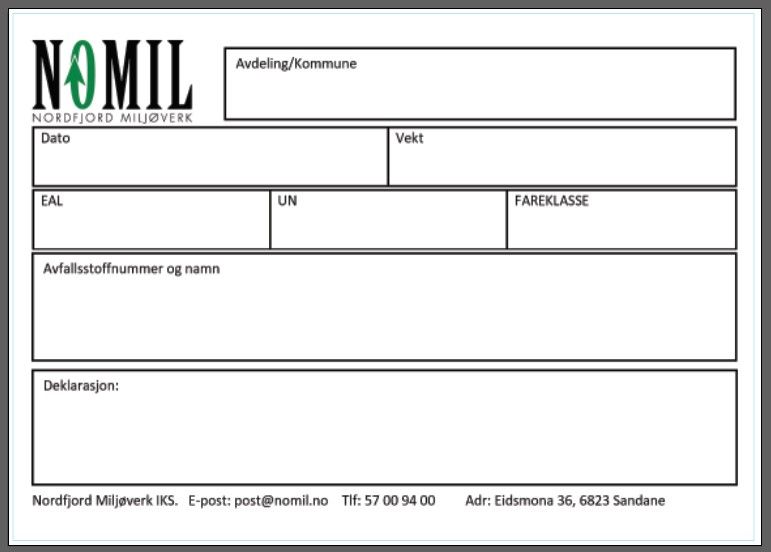 A5 Etikett Farleg Avfall