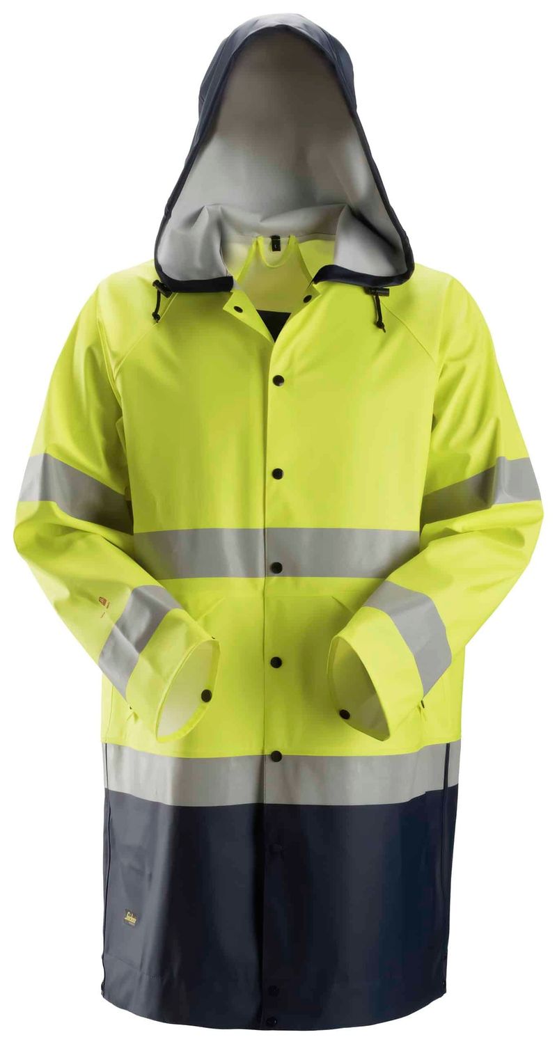 ProtecWork, Flammehemmende PU-regnjakke, Klasse 3, FARGE: 6695 - High Visibility Yellow - Navy (1), STØRRELSE: STR: 4XL