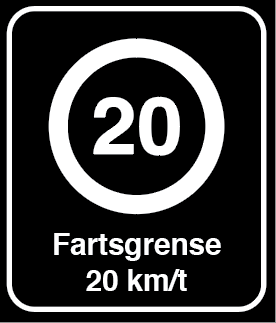 Aluskilt Fartsgrense 20km/t 600x700mm