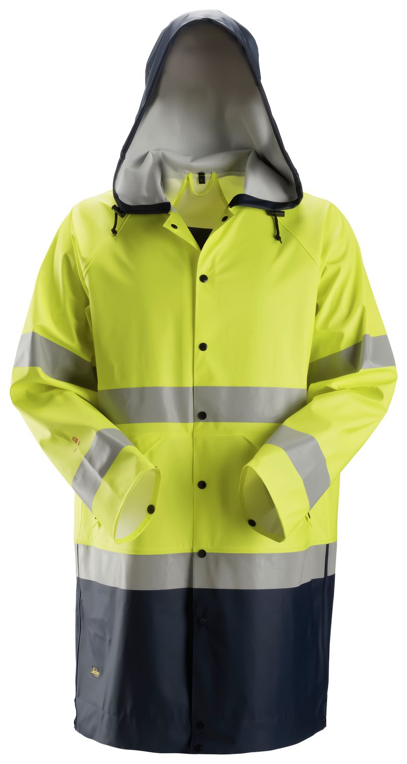 8261 ProtecWork, Flammehemmende PU-regnjakke, Klasse 3, FARGE: 6695 - High Visibility Yellow\Navy, STØRRELSE: STR: XS