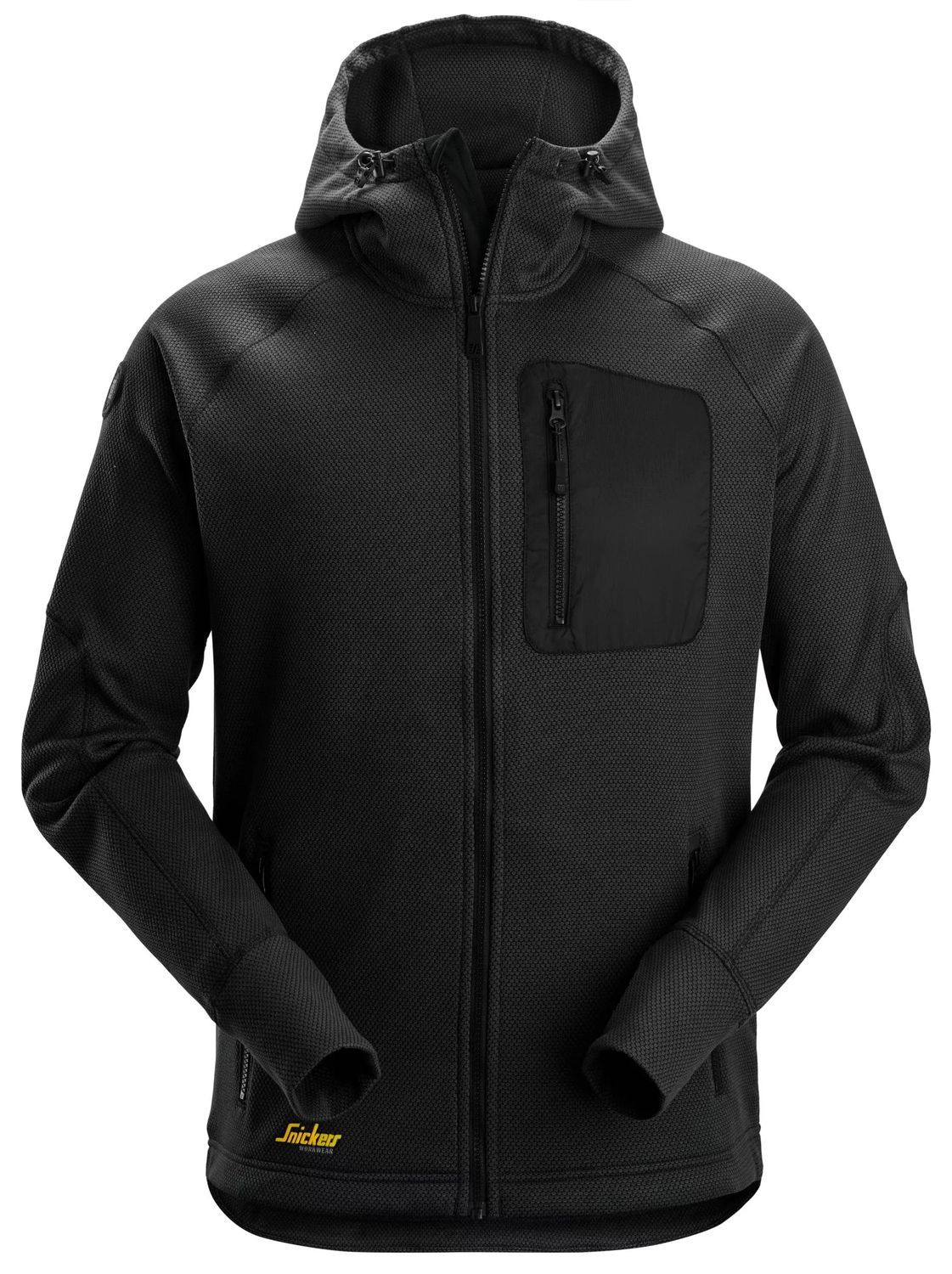 8041 FlexiWork, Fleecejakke med hette, FARGE: 0400 - Black, STØRRELSE: SORT STR: XS