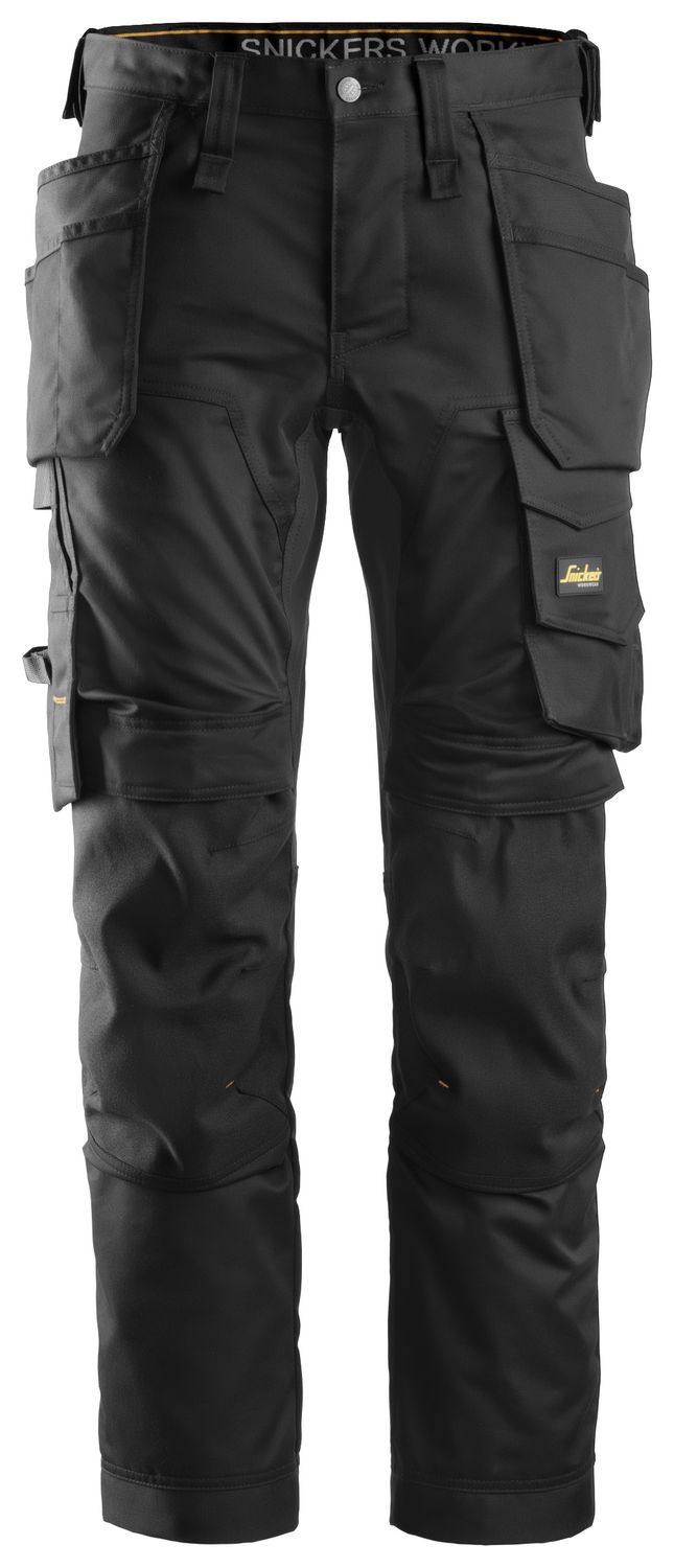 6241 AllroundWork, Arbeidsbukse med stretch og hylsterlommer, FARGE: 0404 - Black, STØRRELSE: STR:  44