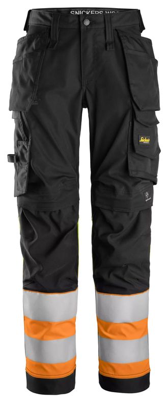 6734 High-Vis Arbeidsbukse i stretch med hylsterlommer for dame, Klasse 1