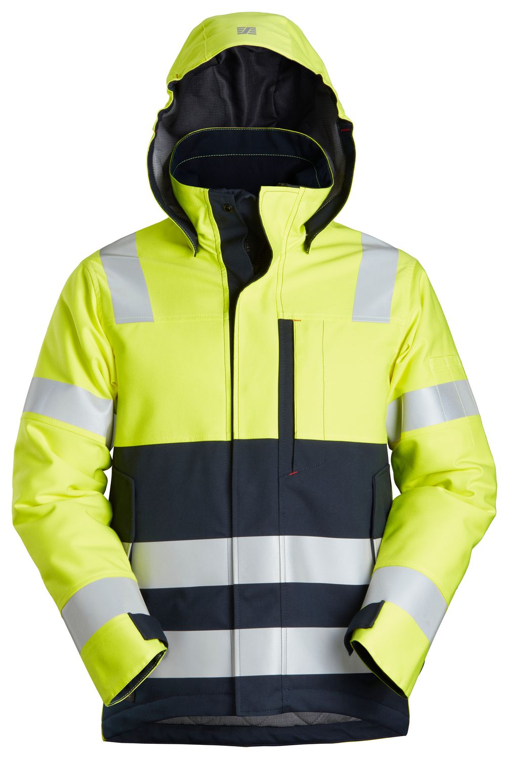1163 ProtecWork, Flammehemmende Vinterjakke med hette, Klasse 3, FARGE: 6695 - High Visibility Yellow\Navy, STØRRELSE: GUL/BLÅ STR: XS