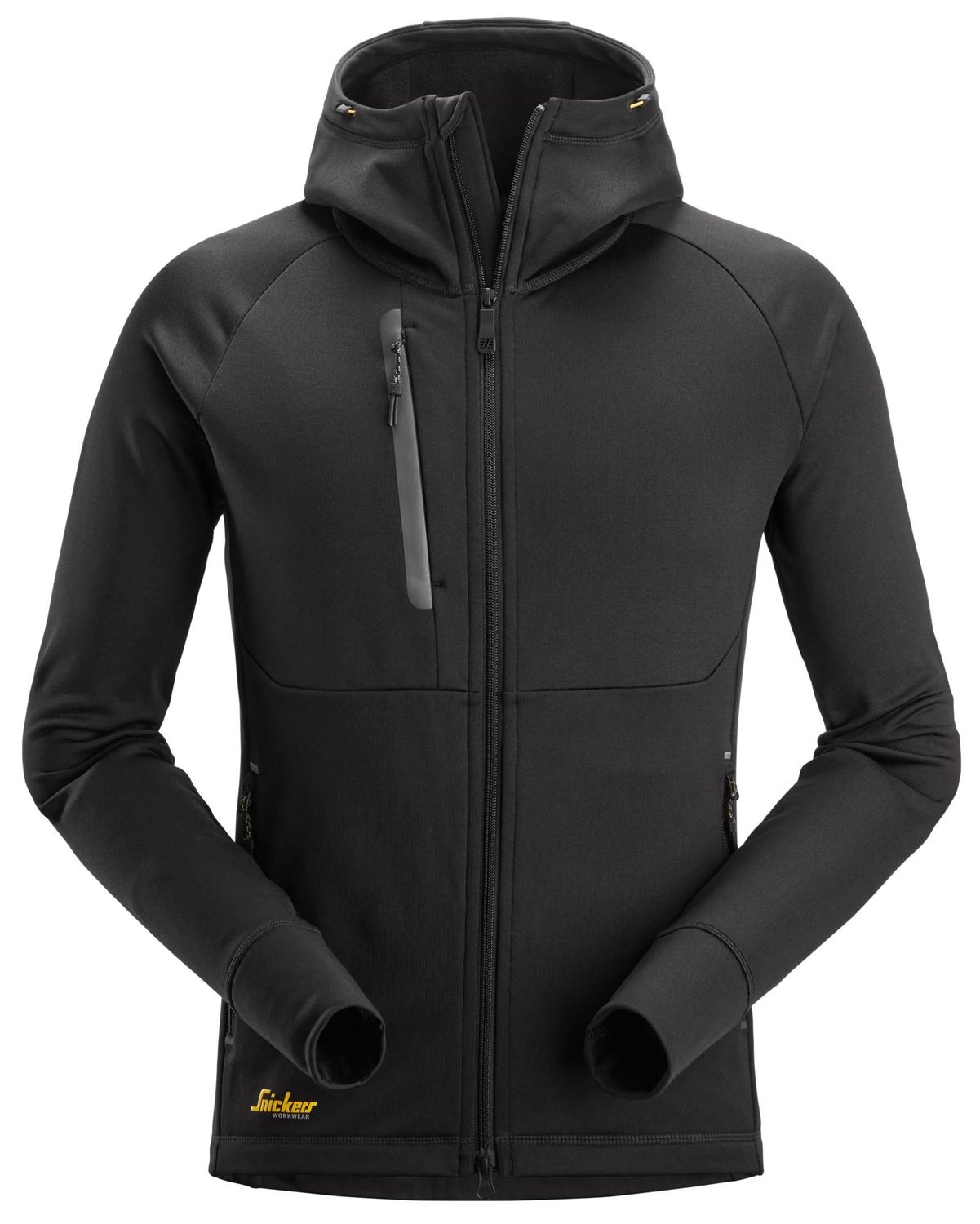 8026 FlexiWork, Polartec® Power Stretch® jakke med hette, FARGE: 0400 - Black, STØRRELSE: STR: XS