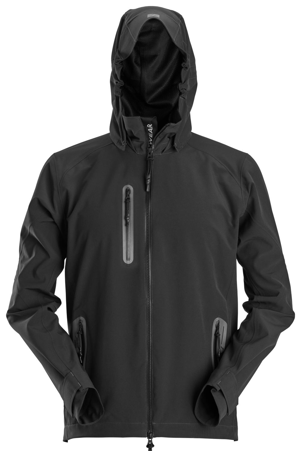 1218 Flexiwork, Vanntett softshelljakke med hette, FARGE: 0400 - Black, STØRRELSE: SOR XS