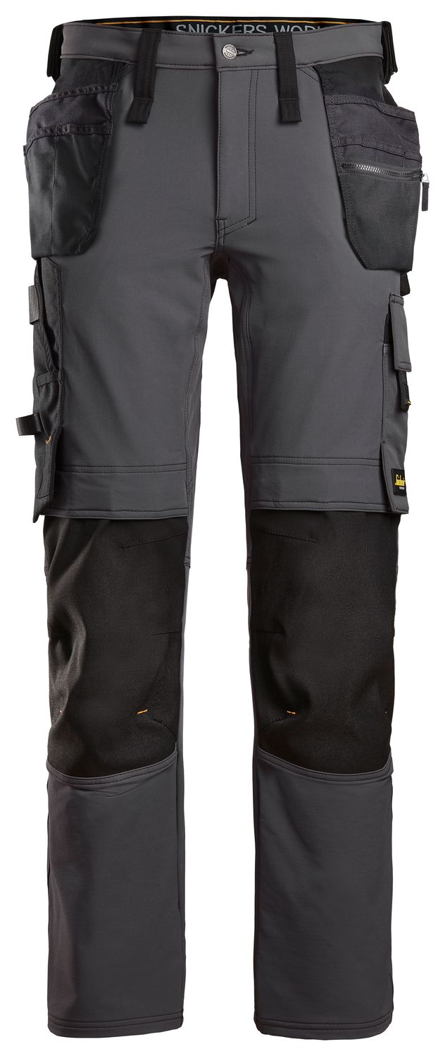 Arbeidsbukse med full stretch og hylsterlommer - 5804 - Steel Grey - Black (1)