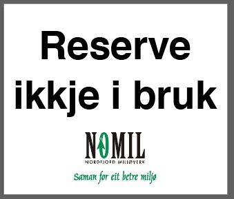 Aluskilt Reserve ikkje i bruk 600x700mm