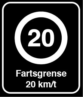 Aluskilt Fartsgrense 20km/t 600x700mm