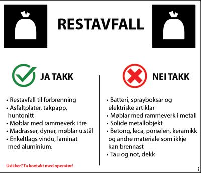 Aluskilt RESTAVFALL 600x700mm