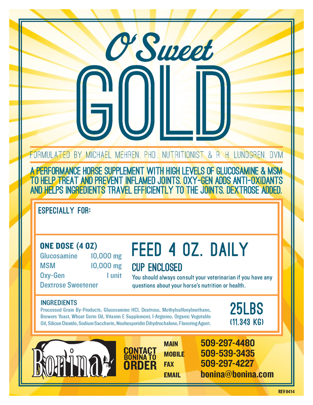 O'SWEET GOLD - Treats & Prevents Inflamed Joints Equine Supplement  - 25lb Bag - Treats 1 horse/3 months