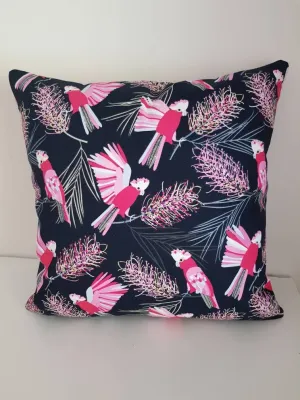 Pink Cockatoo Cushion Cover 45/50 cm Handmade in Australia 