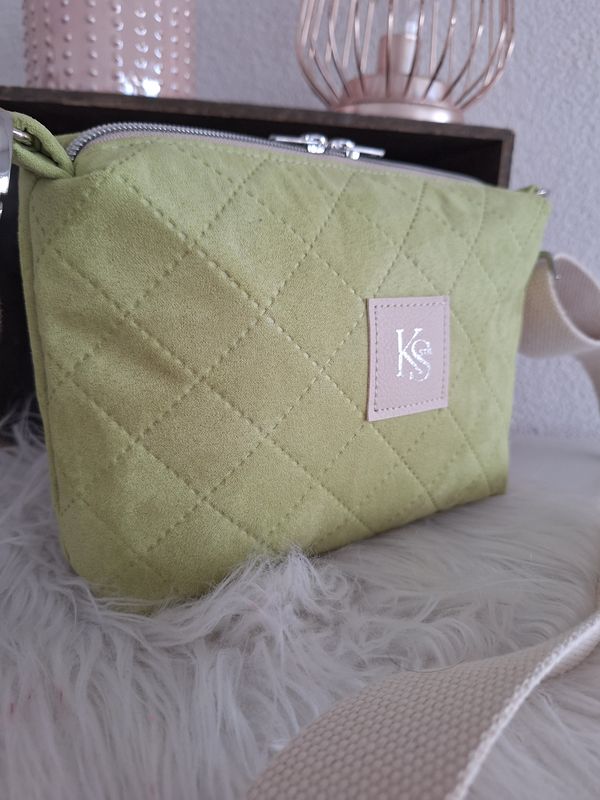 Umhängetasche Velour Pistazie