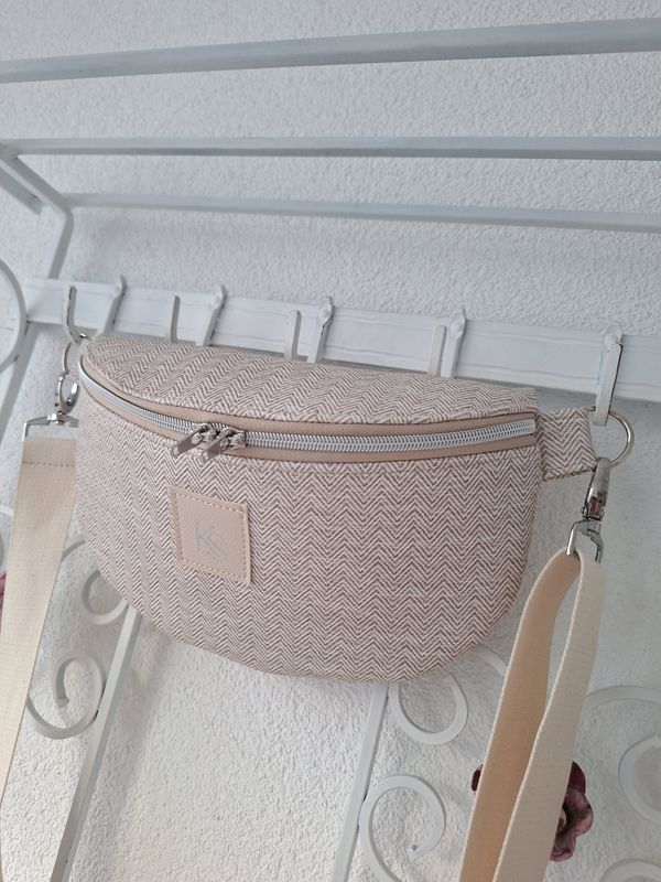 Bodybag Natur /Taupe Zick Zack