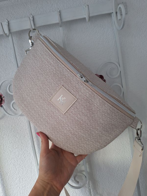 Bodybag Natur / Taupe Zick Zack