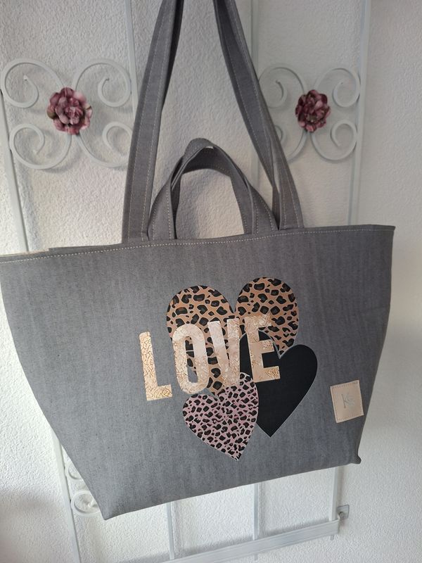 Shopper Jeans Dunkelgrau Love