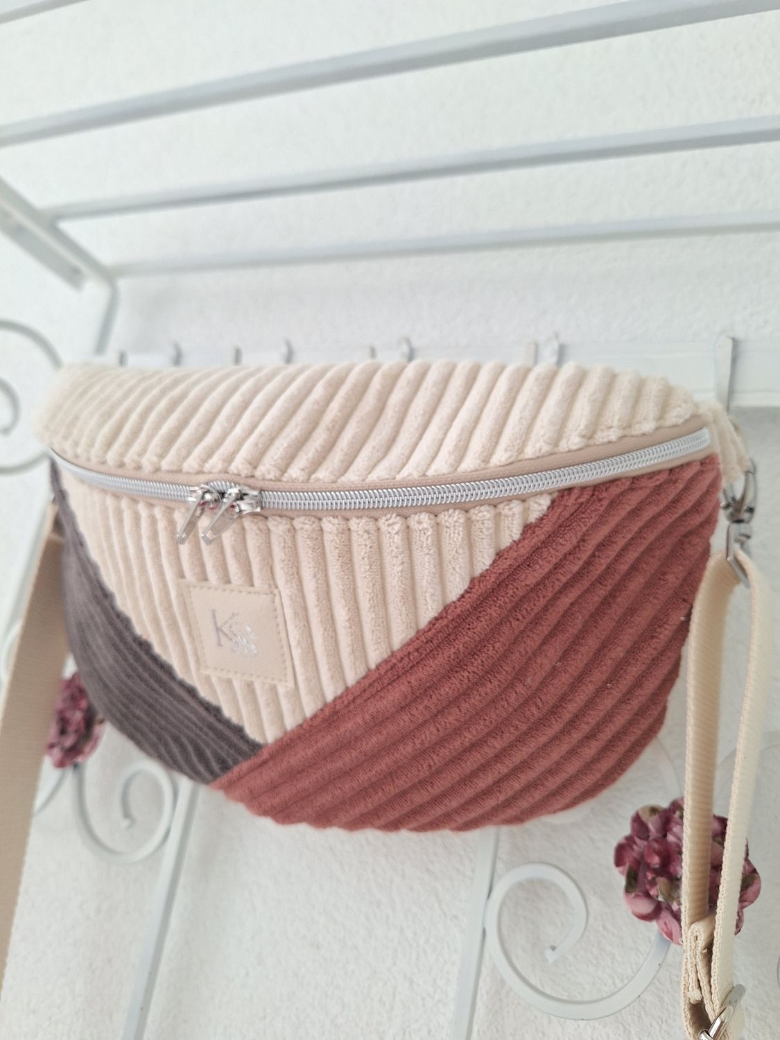 Bodybag Cord Natur/Taupe/Rosenholz