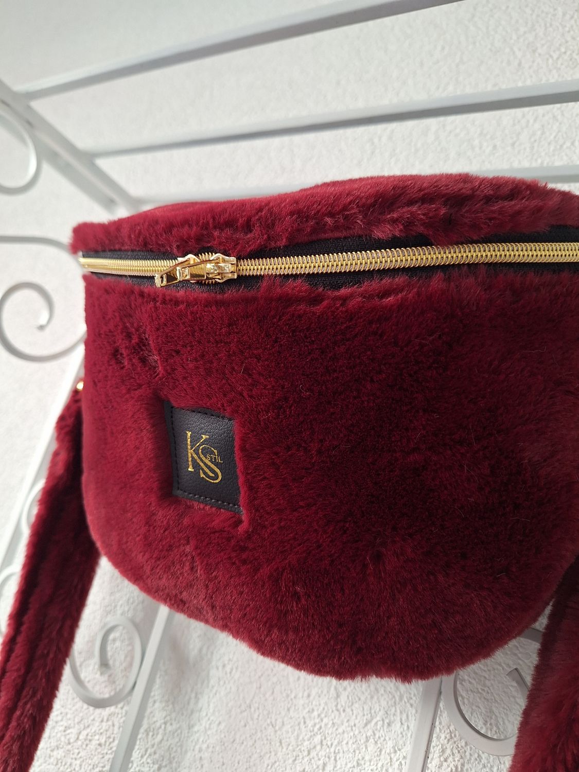 Crossbodybag Kunstfell Bordeaux