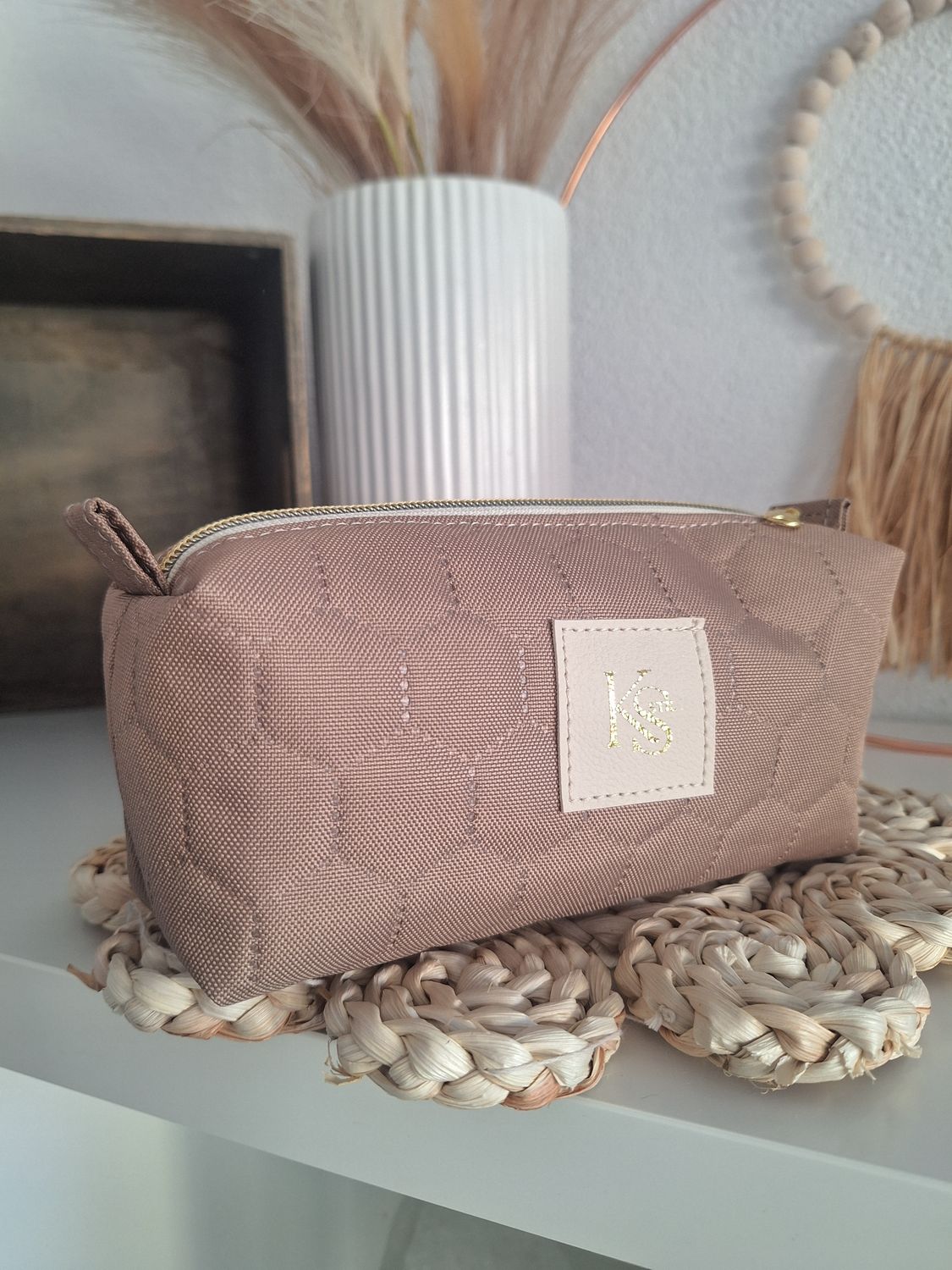 Kosmetiktasche  Boxy Beige / Gold