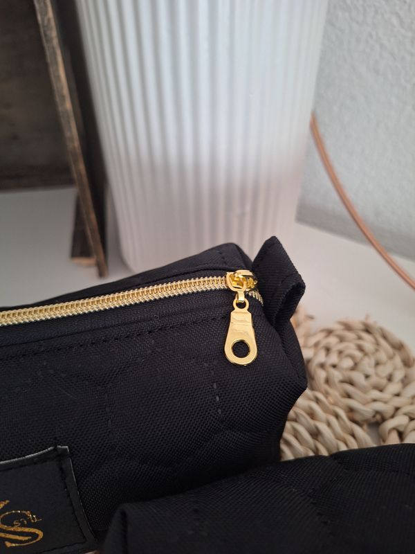 Kosmetiktasche Boxy Schwarz / Gold