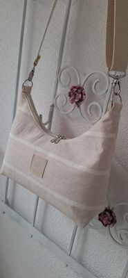 Hobobag Canvas Beige Streifen