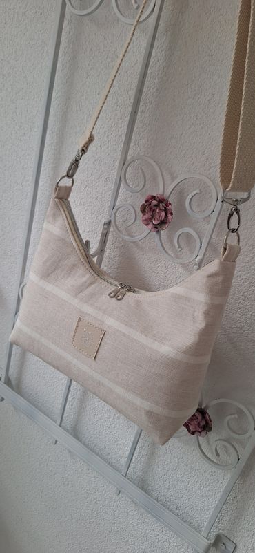 Hobobag Canvas Beige Streifen