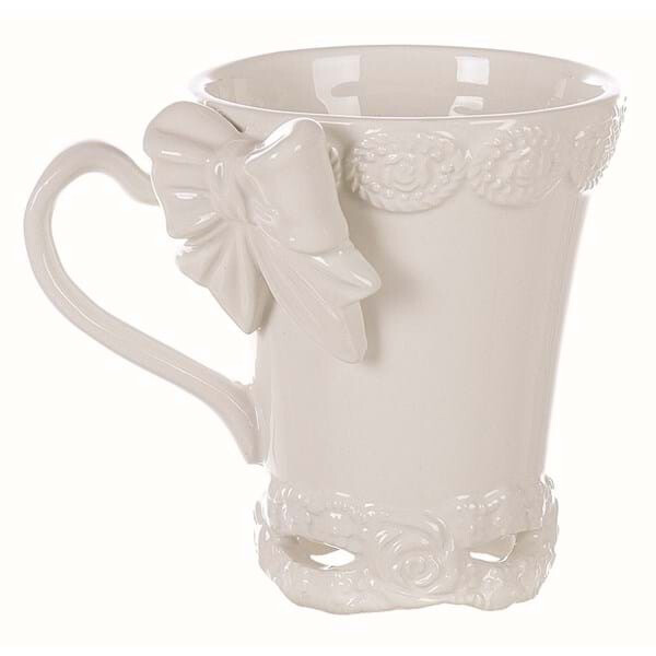 Mug in ceramica Bianca con decoro Fiocco Blanc Mariclò Linea Sentimento
