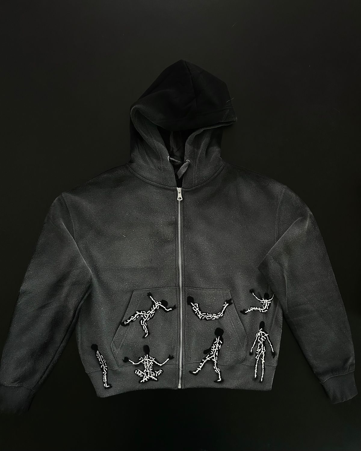 'Figures in flow ' Black hoodie