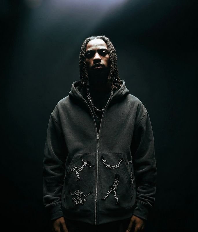 'Figures in flow ' Black hoodie