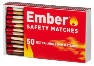 Ember Extra Long Safety Matches, Pack 50