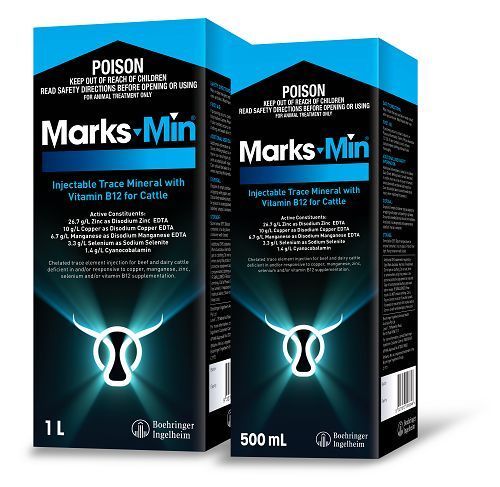 Marks Min Injectable Trace Mineral with Vitamin B12 for Cattle, 1L