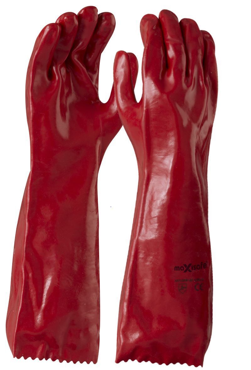 Maxisafe Red PVC Gauntlet Gloves - 45cm