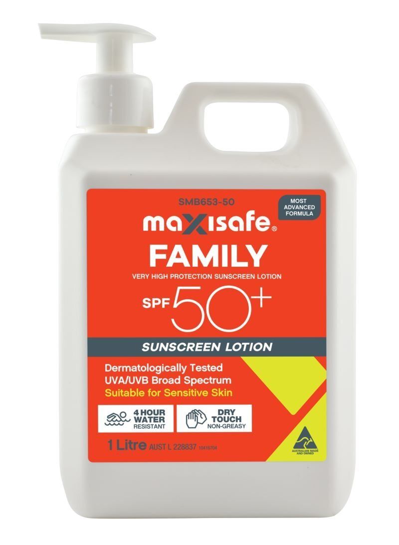 Maxisafe SPF 50+ Sunscreen Lotion, 1ltr pump